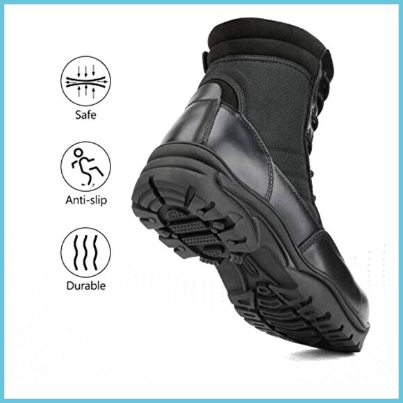 Steel Toe Work Boots Leather Fabric Slip Resistant Industrial Construction main image 5